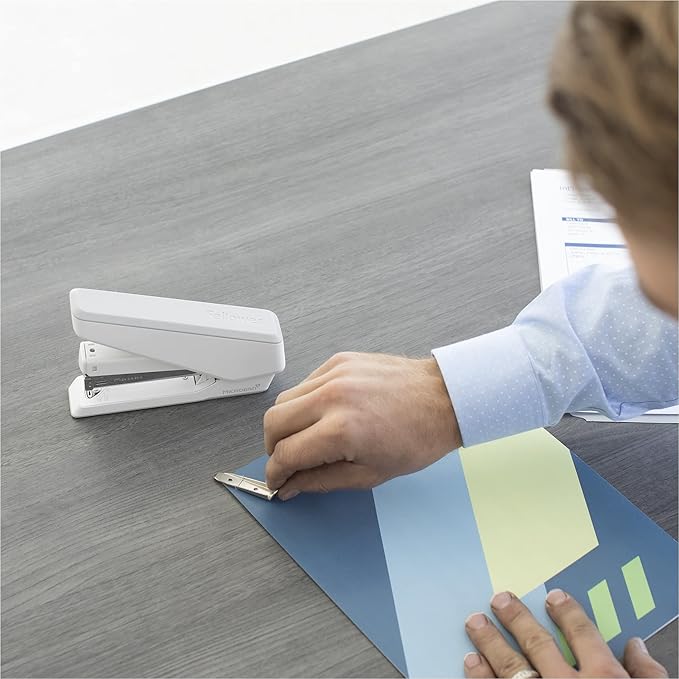 Fellowes LX850 EasyPress Office Stapler, Full Strip Effortless One-Touch Stapler for Classroom, Home and Office, Holds Full Strip of Staples, 25 Sheet Capacity, White