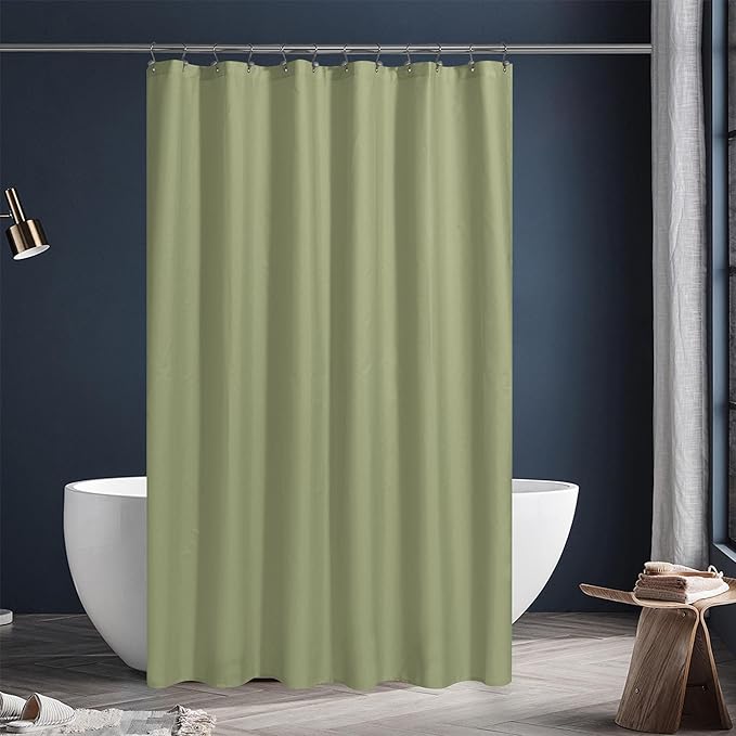 N&Y HOME Fabric Shower Curtain or Liner with Magnets Sage Green - Hotel Quality, Machine Washable, Water Repellent - Sage, 72x72