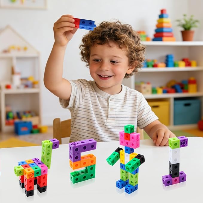 200 Pcs Math Linking Cubes - 10 Colors Connecting Counting Snap Blocks, Math Manipulatives for Early Math & Construction, Educational Toy for Preschool, Kindergarten, Homeschool