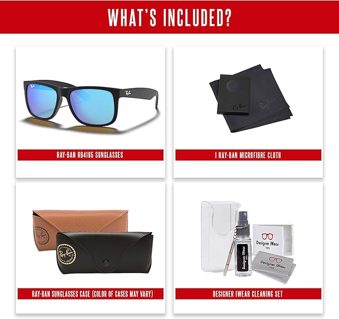 Ray-Ban RB4165 JUSTIN Sunglasses For Men For Women+BUNDLE with ACCESSORY EYEWEAR KIT