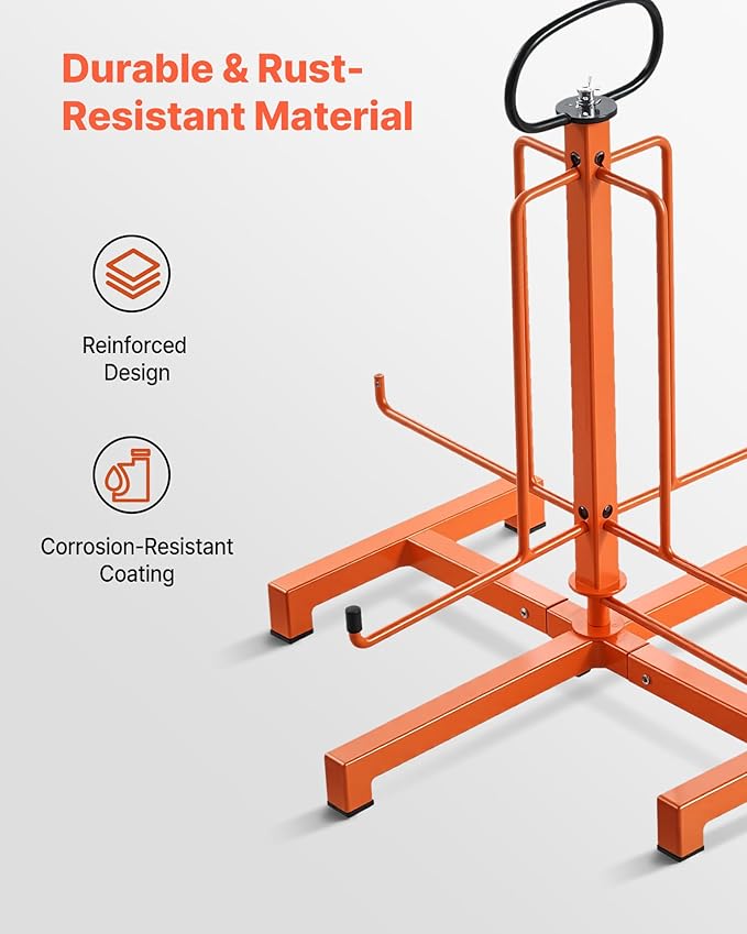 VEVOR Cable Dispenser, Floor or Stud Mounted, Wire Spool Rack, Portable Wire Rack Dispenser with Anti-Slip Metal Handle for Wiring Transport, Swivel Eyelet, for Electrical, Industrial and Retail Use