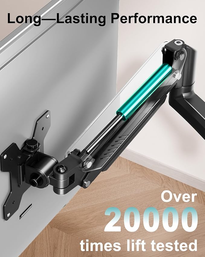 Dual Monitor Stand for Desk, Taller Monitor Arms for 2 Screens up to 32 inch, Ergonomic Adjustable Full Motion Double Computer Monitor Mount, Holds 4.4-22lbs, VESA 75/100mm, Black, Freelift