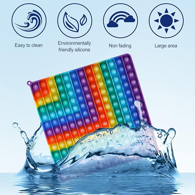 AK-SHIP Multiplication Game Table, 12 X 12 Multiplication Math Board Numbers Addition and Multiplication Table in one, Rainbow Dimple Fingertip Toys, Stress Relieving （1 Piece）