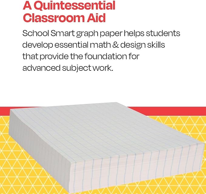 School Smart Graph Paper, 1/2 Inch Rule, 9 x 12 Inches, White, Pack of 500