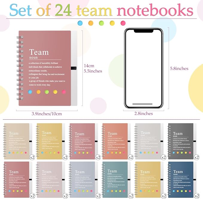 24 Pcs Employee Appreciation Gifts Bulk Team Recognition Notebooks with Sticky Notes Staff Thank You Gifts for Social Worker Teacher Nurse Coworker Office Motivation Set (Macron Color)