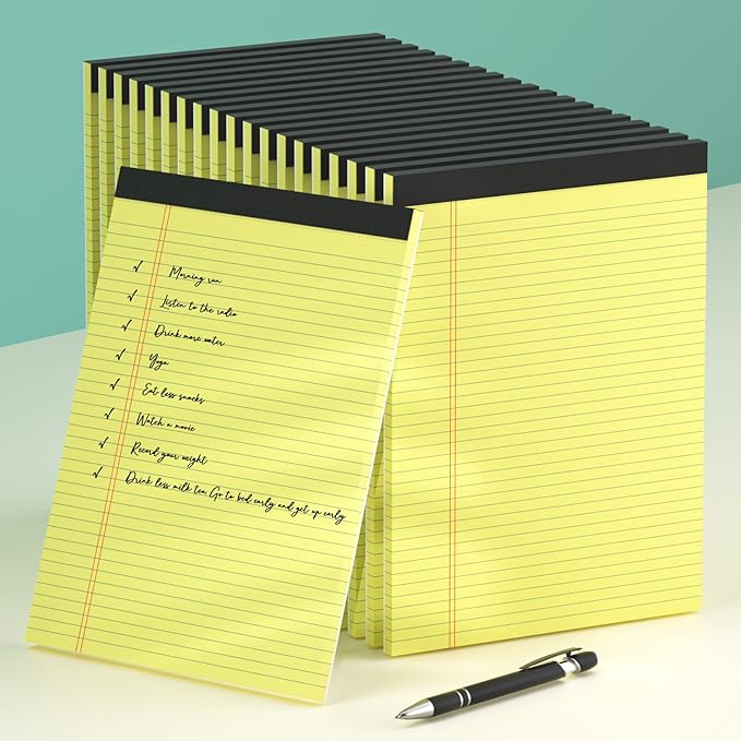 Yellow Legal Pads 8.5 x 11 College Ruled - 20 Pack Yellow Paper Tablets 8 1/2 x 11 Note Pads - Perforated Yellow Pads 8.5 x 11 Double-Size Printing Notepad 30 Sheets Each Note Pad for Office School