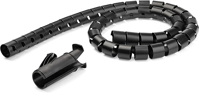 StarTech.com 1.5m (4.9ft) Cable Management Sleeve - Spiral - 1.8" (45mm) Diameter - W/Cable Loading Tool (CMSCOILED3), Black
