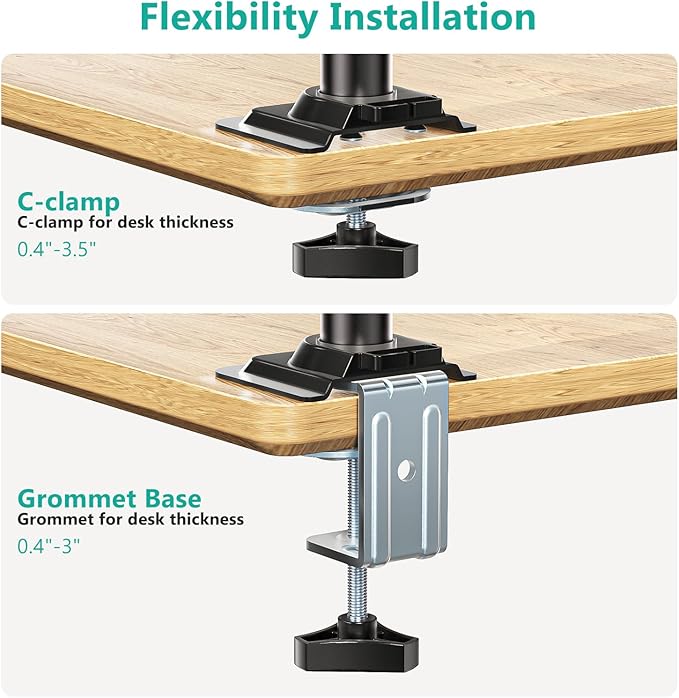 WALI Laptop Desk Mount for 15.6 inch Notebook, Adjustable Single Monitor Arm with Laptop Holder for 32 inch Screen, Laptops Stand with Ventilated Tray, Up to 22 Lbs, (GSDM00LP), Black