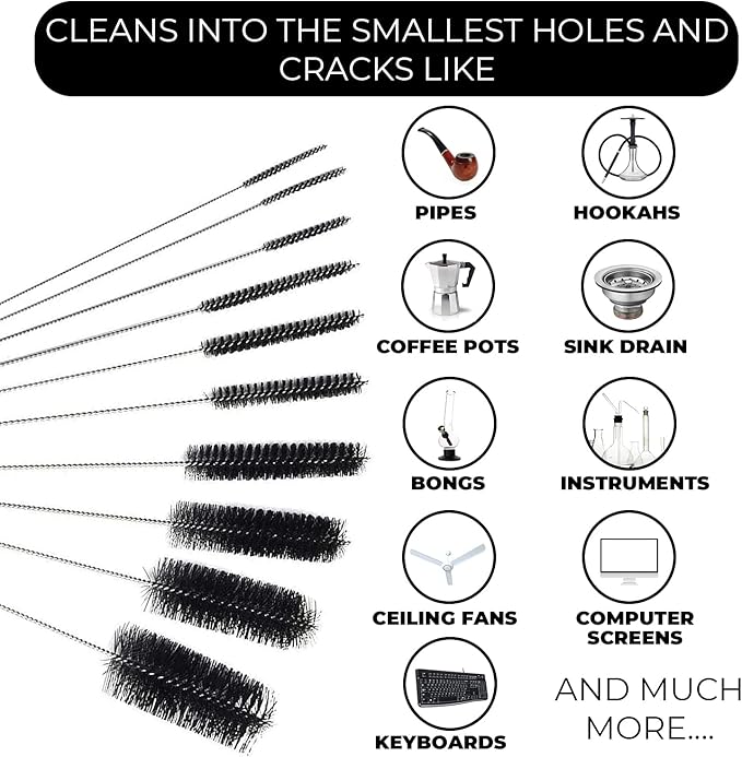 Flexible Drain Cleaning Brush (72" Long) for Drains, Bottles, Bathroom Sink, Bathtub, Shower, and Kitchen Sink, Heavy-Duty Double Ended Nylon with Elastic Hose, Bathroom Essentials, Black