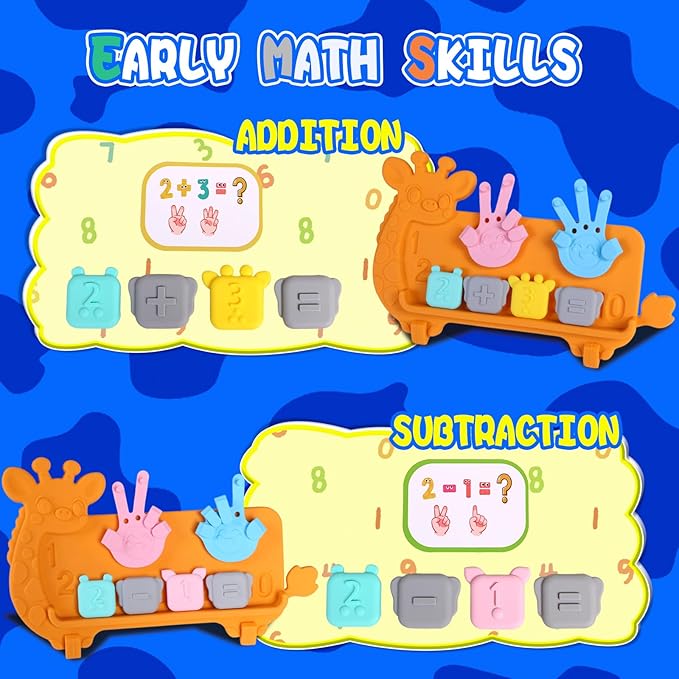 Preschool Learning Toys,Upgraded Silicone Montessori Educational Math Manipulatives Toys for Toddlers 3-5,Number Counting Blocks Playtime Toys for 3-5 Year Boys Girls Birthday Gifts