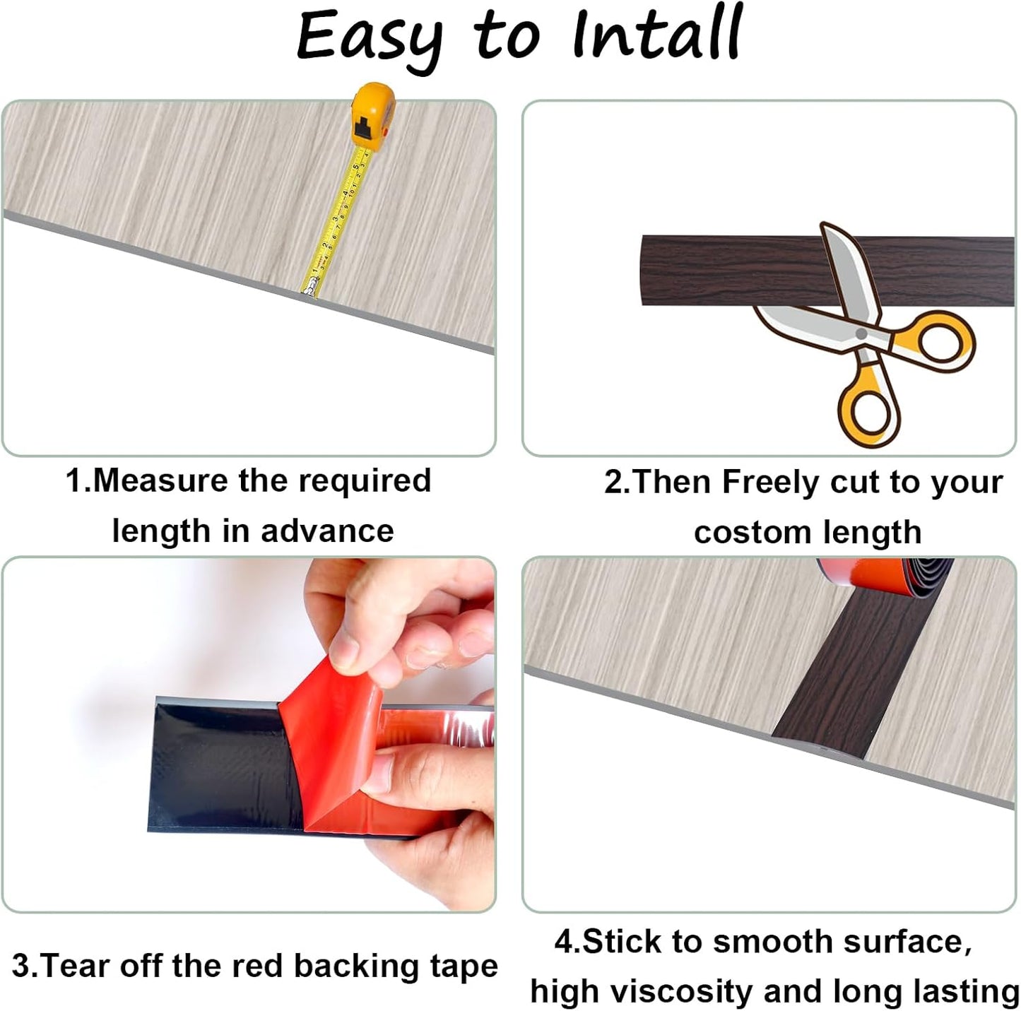 Floor Transition Strip & Self Adhesive Floor Vinyl Floor Edge Trim Laminate Floor Gap Covering Joining Strip