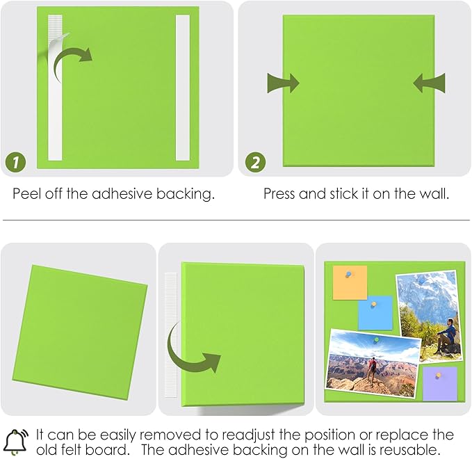 MaxGear Large Cork Board for Wall 36" x 24", Fruit Green Bulletin Board, 6 Pack Felt Wall Tiles with Pushpins, Cork Boards for Office Pin Board Tack Board Cork Boards