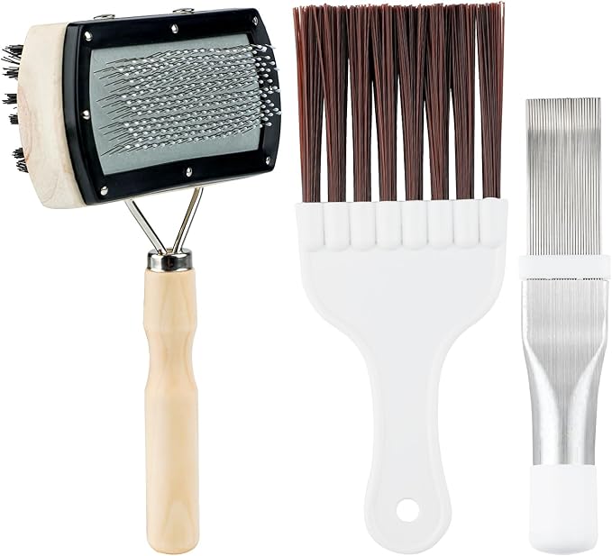3Pcs Air Conditioner Condenser Fin Cleaning Brush Set, Stainless Steel Ac Fin Comb, Ac Coil Cleaner Brush for Mini Split, Refrigerator Coils, Evaporator