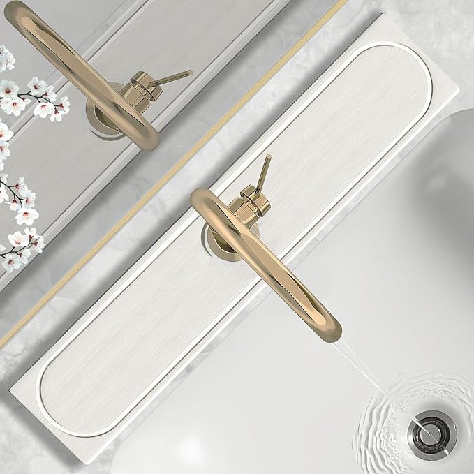 Faucet Mat for Kitchen Sink with Raised Feet, Fast Drying Diatomite Stone Sink Tray, Water Absorbent Faucet & Sink Splash Guard, Prevents Moisture Buildup, Durable Protector for Bathroom Counter