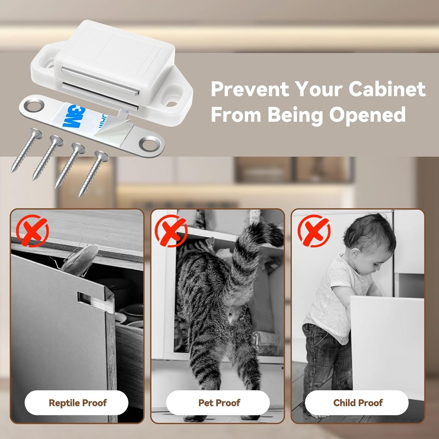 Cabinet Magnetic Catch Door Latch 30LB for Kitchen Drawer Magnets to Stay Closed Magnetic Catch Closet for Drawer（White 24 Pack）