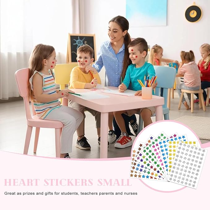 1400 Pcs Star Stickers (20 Sheets), Small Star Stickers Holographic Colorful for Student Reward, Planner Stickers for Teachers Classroom, Behavior Chart & Scrapbooking