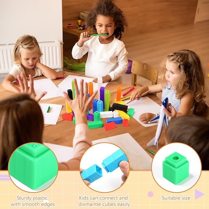 200 Pcs Green Gecko Linking Cubes for Math Counting Cubes Manipulatives Plastic Counting Block Manipulative Classroom Learning Supplies for Educational Preschool Activities Boy Girl (Green Gecko)