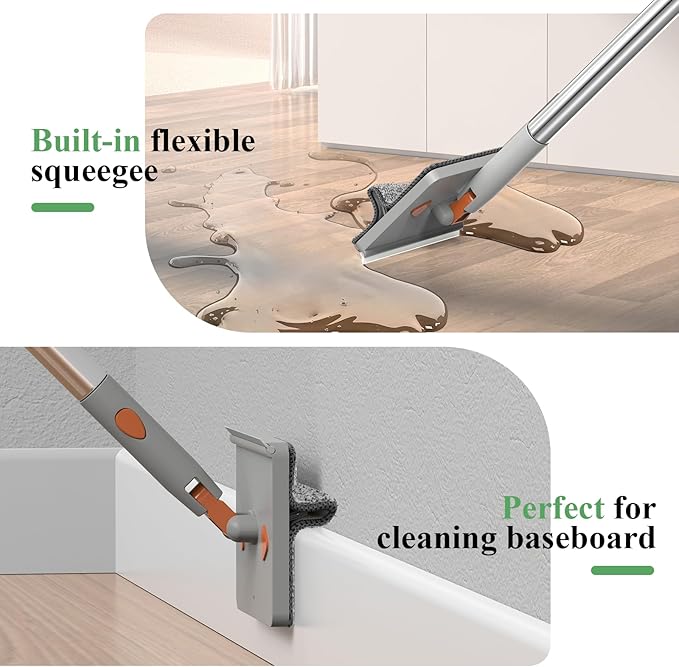 Ceiling Fan Cleaner Duster - 79" Extension Pole & Dual Brush Heads Baseboard Cleaner Tool with Handle, 4-in-1 Reusable Fan Blade Cleaner Ceiling Fan Duster for Fan Blades Baseboards Corners