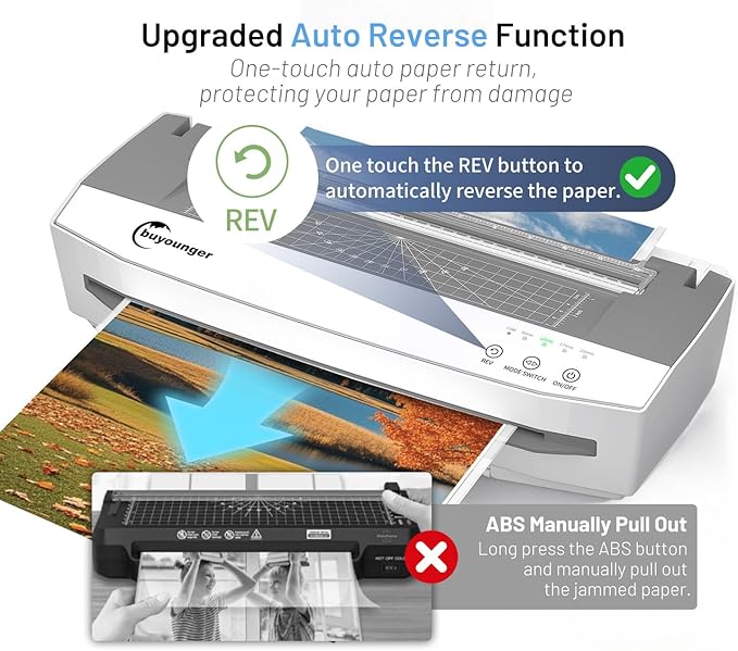 3-10 Mil Laminator Machine, 4-Roller Commercial Laminator Machine with 50 Laminating Sheets, 13 Inch Laminating Machine 11X17 with 1000mm/min Speed & REV Jam-Free for Office School Home
