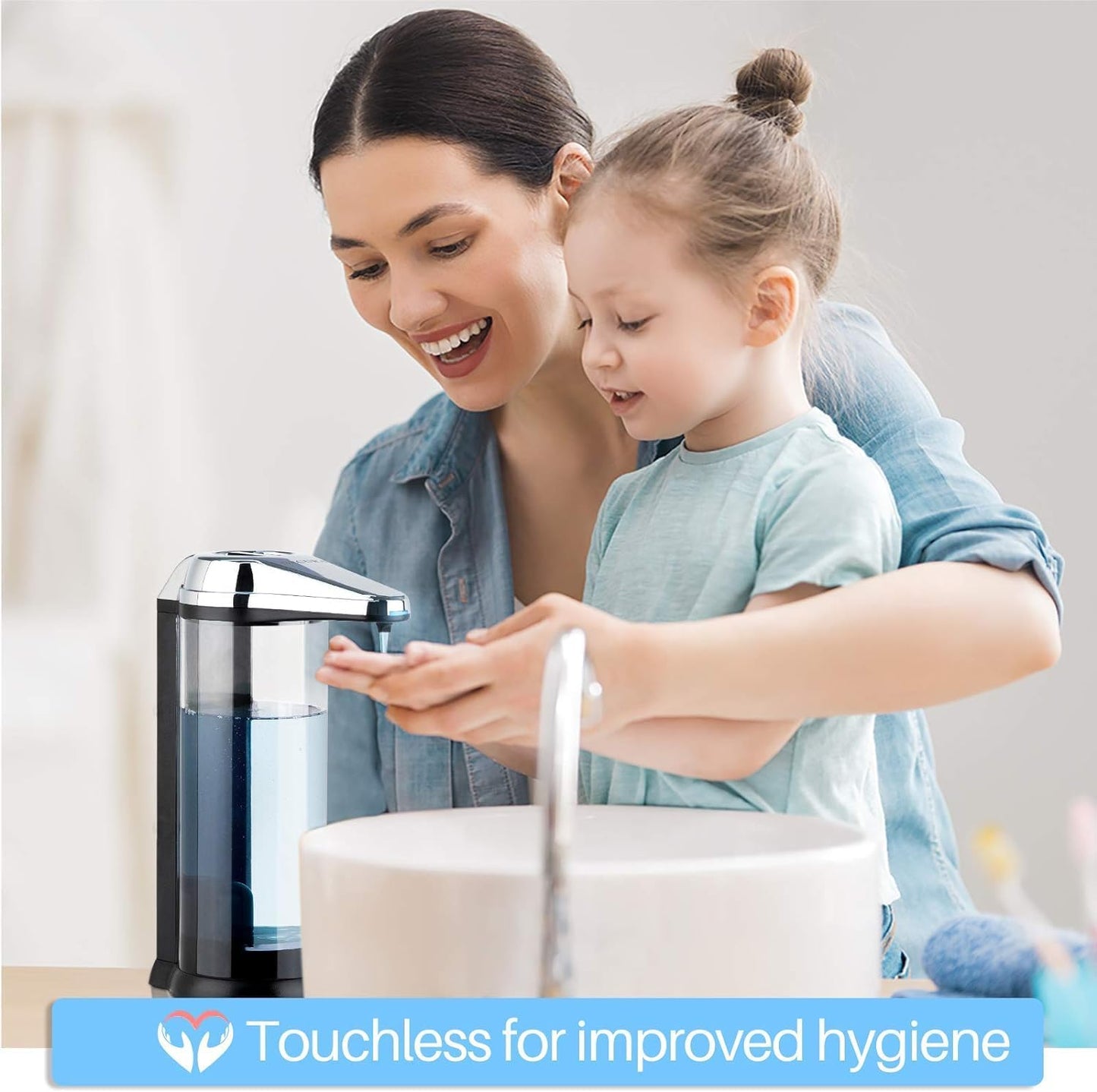 Automatic Foaming Soap Dispenser, 17oz Clear Glass Hand Soap Dispenser with ABS Touch Sensor Pump Battery Operated, Dish/Hand Soap Refillable for Bathroom Kitchen (Silver) (Copy)