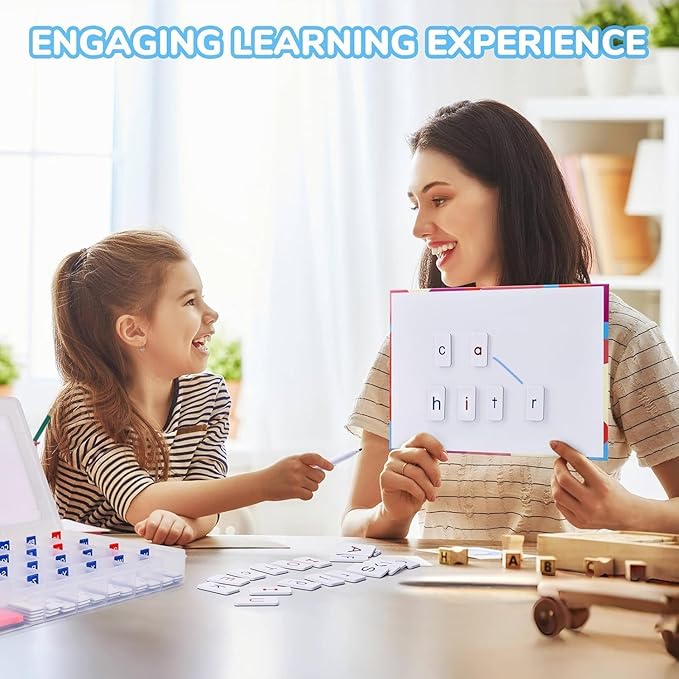 234 Foam Alphabet Tiles Magnetic Letters with Double-Side Magnet Board and Compartment Storage Case-Classroom Magnetic Letter Tiles for Phonics and Spelling