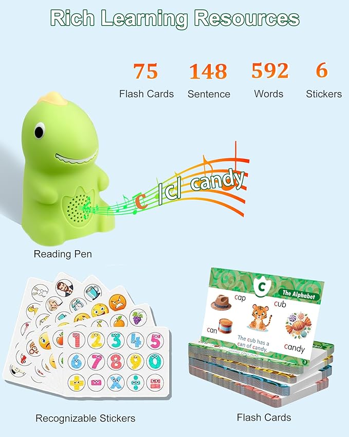 Phonics Learning Toy for Preschoolers – Phonics Flash Cards with Talking Pen, Speech Therapy & Autism Sensory Toy, Learn to Read Educational Gift for Boys & Girls,Kindergarten Learning Activities