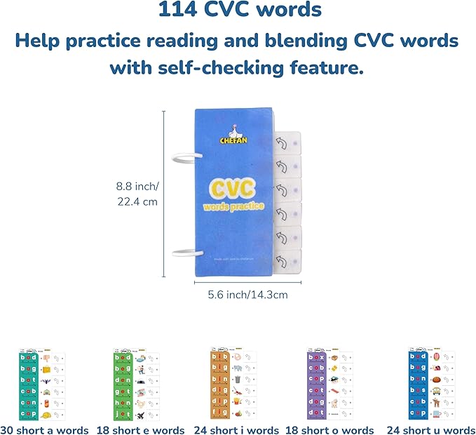 CHEFAN CVC Word Spelling Games, Phonics Flash Card Sight Word Games, Preschool Kindergarten Learning Activities, Montessori Educational Toy Gift for 3 4 5 6 Year Old Kids (Pack of 2)