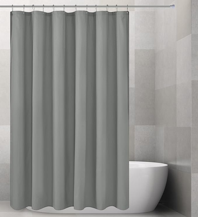 Barossa Design Soft Microfiber Fabric Shower Liner or Curtain - Lightweight, Hotel Quality, Machine Washable, Water Repellent - Dark Grey, 70 x 72 inches