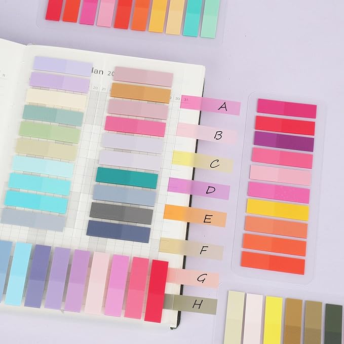 2000 Pcs Book Tabs for Annotating, Sticky Tabs Transparent Small Sticky Notes Flags, Colorful Morandi Page Markers for Notebooks, Multi-Colored Writable and Repositionable Book Flags Strip