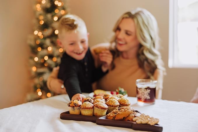 Picnic TIME Christmas Tree Serving Tray, Holiday Appetizer Tray, Wooden Charcuterie Board, (Stained Parawood)