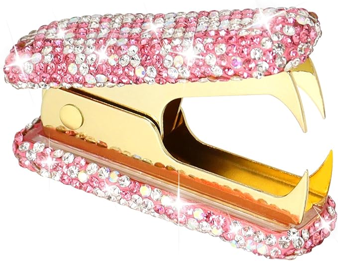 Buqoo Bling Rhinestone Staples Remover, Crystal Staple Puller Cute Glitter Stapler Remover Tool for Home School Office Supplies Dazzling Desk Accessories for Women Office