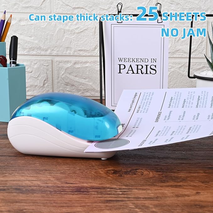 Electric Stapler,Including 2000 Staples and 1 Staple Remover, Suitable for Palm Size and high Comfort，25 Sheet Capacity, AC Adapter or Battery Powered，Battery not Included