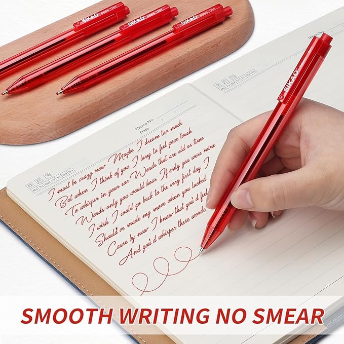 Red Pens, 16 Pack Retractable Ballpoint Pens, Red Ink 1.0mm Medium Point, Smooth Writing No-Smear Click Pens for Teachers Grading, Students Note-Taking, Office Proofreading & School Supplies