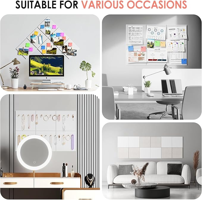 MaxGear Large Cork Board for Wall 36" x 24", White Bulletin Board, 6 Pack Felt Wall Tiles with Pushpins, Cork Boards for Office Pin Board Tack Board Cork Boards