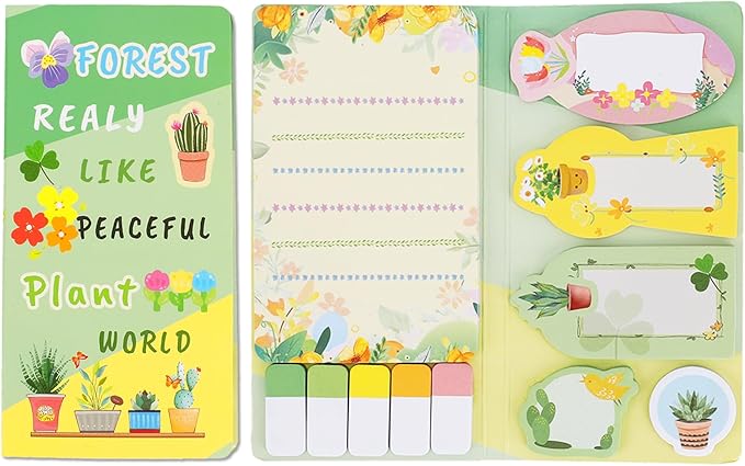 QPIXVB Gifts for Plant Lovers,Plant Sticky Notes,Plants Gifts for Women,Plants Themed Office Supplies,Pastel Post It Notes,Camping Gift,Self-Stick Note Pads for Home School Supplies Small Gift