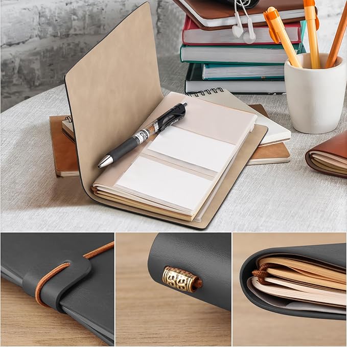 PRSTENLY Graduation Gifts Leather Journal, Graduation Gifts for Her Him 140 Page Refillable Journal, High School University College Graduation Gift Ideas for Women Men(Black)
