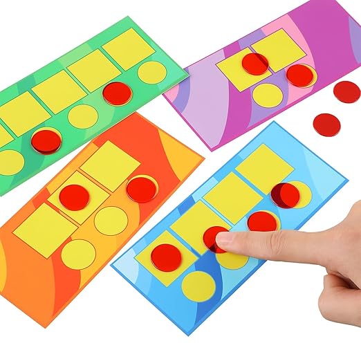 Sound Box Mats and Chips 24 Pcs Dry Erase Mats and 84 Pcs Chips Phonemic Awareness Games Phonics Reading Games Ezread Sound Box Kit(Bright Style,Cardboard)