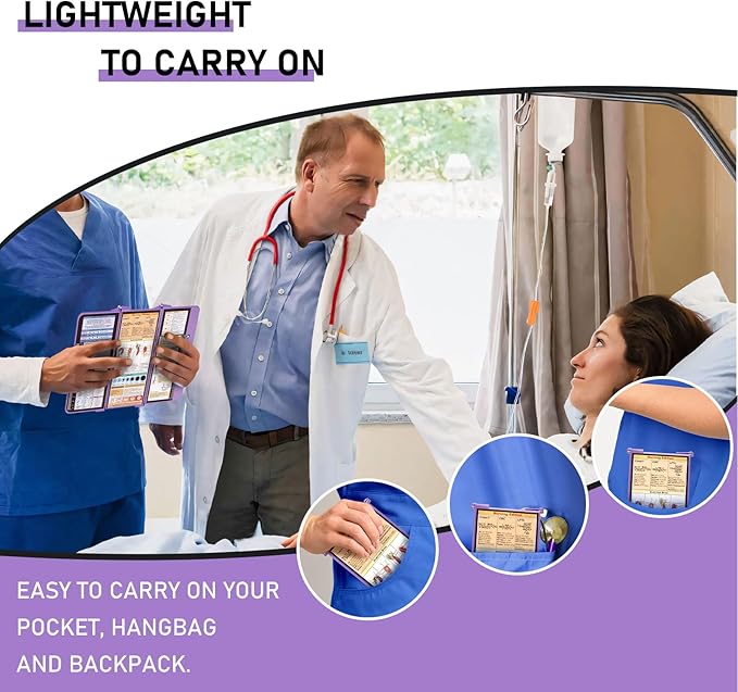 Nursing Clipboard Foldable, Foldable Clipboard w/Nursing Edition Medical Charts, 3 Layers Aluminum, Nurse Clip Board w/Low Profile Clip&Pen Clip for Students, Nurses and Doctors, Purple