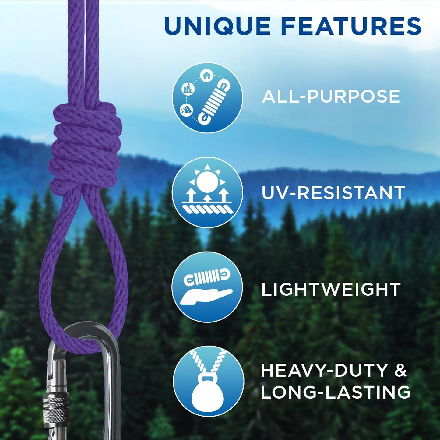TECEUM Cotton Rope 3/16” (5 mm) – 50 FT – Strong All-Purpose Braided Rope – Natural Cotton – for Crafting, Сamping, Clothes Line, DIY, Indoor & Outdoor Use – Purple