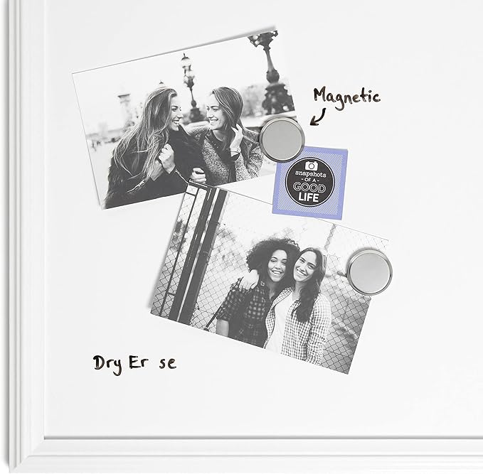 U Brands Farmhouse Board, Dry Erase White Board with White Frame, Office Supplies, Includes Magnets, 20” x 30” (2993U00-04)