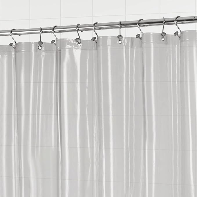 Barossa Design Extra Long Clear Black Shower Curtain Liner with 3 Magnets - 72" x 84" XL, Waterproof PEVA Lightweight Shower Liner for Bathroom, PVC Free, Metal Grommets - Clear Black, 72x84