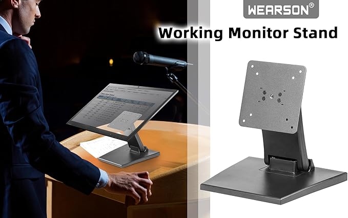 WEARSON Adjustable LCD TV Stand Folding Metal Monitor Desk Stand with VESA Hole 75x75mm&100x100mm (WS-03A2)