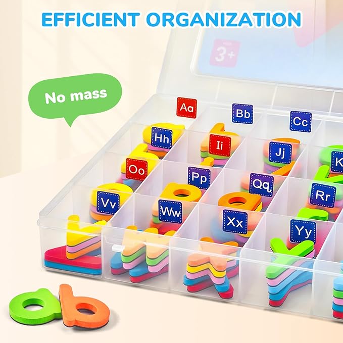 JoyCat Classroom Magnetic Letters Kit Colorful 234 Pcs with Double-Sided Magnet Board - Foam Alphabet Letters for Preschool Kids Toddler Spelling and Learning - Fridge Magnets ABC Education Toys