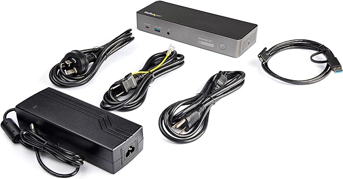 StarTech.com USB-C / USB-A Hybrid Docking Station for MacBook Pro / Air M1 M2 M3 M4 & Windows, Universal Triple 4K 60Hz HDMI DP Dock, Thunderbolt Compatible, 85W Laptop Charging - TAA, Black & Gray