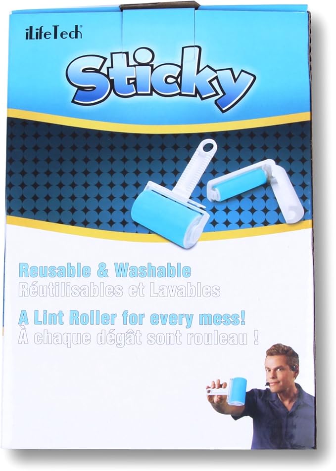 Reusable Sticky Picker Set Cleaner Lint Roller Pet Hair Remover Brush, Blue