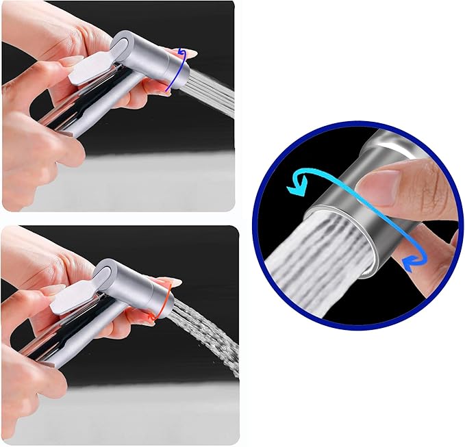 Dual Mode Stainless Steel Sprayer Head-Bidet Spray w/Brushed Chrome Finish - Cloth Diaper Shattaf - Pet Wash