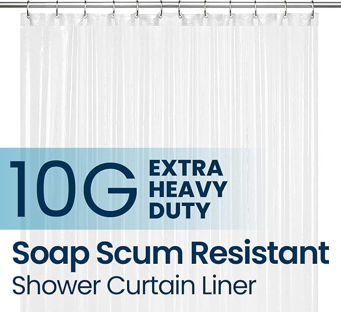 LiBa Bathroom Shower Curtain - Waterproof Plastic Shower Curtain Premium PEVA Non-Toxic with Rust Proof Grommets Frosted 10G Heavy Duty Bathroom Accessories 72x78