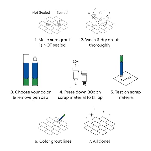 Grout Pen Light Grey Tile Paint Marker: Waterproof Grout Paint, Tile Grout Colorant and Sealer Pen - Light Grey, Wide 15mm Tip (20mL)