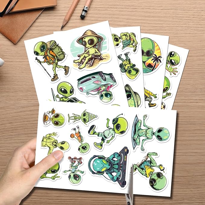 Funny Alien Lifestyle Stickers Pack 50Pcs Cool Vinyl Decals for Laptop Water Bottle Scrapbook Phone Notebook Teens Students Quirky Aesthetic Art Hat Skateboard Bottles