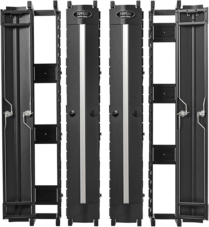 Tripp Lite Vertical Cable Manager, High-Capacity Deep Double Finger Duct, Front-Facing Cover, Four 3.5 feet Tall Sections, 6 inch Wide x 11.4 inch Depth, Black, 5-Year Warranty (SRCABLEVRT6HD2)